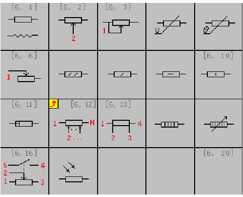 resistor graphic symbols in the CAD design drawing